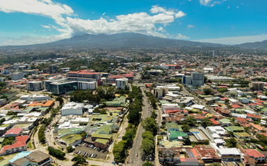 Beautiful aerial view of the town of San Pedro Costa Rica 