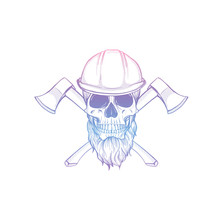 Hand Drawn Sketch Skull With Helmet