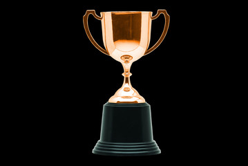 Wall Mural - gold trophy isolated on black background