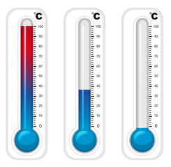 Wall Mural - Thermometers in three degree celcius