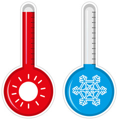 Poster - Two thermometers for hot and cold weather