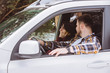© phpetrunina14 - couple inside car talking ready for road trip