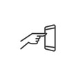 © alekseyvanin - Digital tablet touch screen line icon. linear style sign for mobile concept and web design. Hand touch smartphone display outline vector icon. Symbol, logo illustration. Vector graphics
