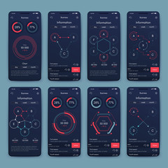 Different UI, UX, GUI screens and flat web icons for mobile apps