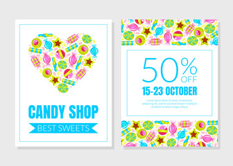 Poster - Layout of a flyer for a candy shop. Vector illustration.