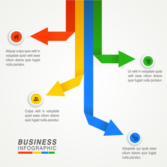 Sticker - Business infographic arrows with web symbols.