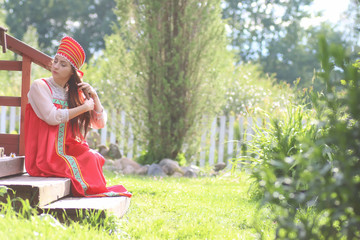 Slav woman in dress traditional