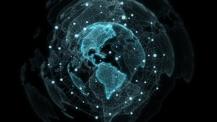Wall Mural - Global network blue background 3D rendering