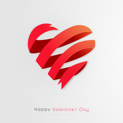 Sticker - Stylish heart made by ribbon for Valentine's Day.