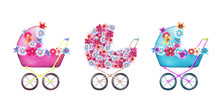 Watercolor Baby Stroller Set