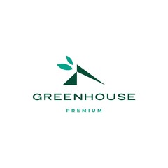 Sticker - green house leaf roof logo vector icon illustration