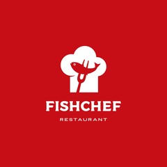 fish chef hat logo vector icon illustration