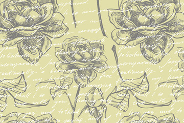  Wild rose flowers drawing and sketch illustrations. Decorative floral set for fabric, textile, wrapping paper, card, invitation, wallpaper, web design. Card template on romantic background