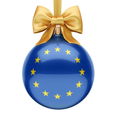 Wall Mural - 3D rendering Christmas ball with the flag of European union