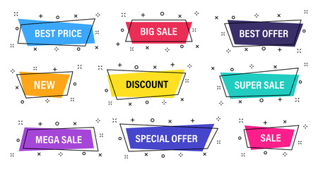 Wall Mural - sale tags collection. geometric abstract design. special offer, big sale, discount, best price, mega