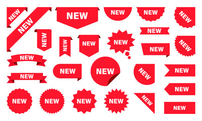 Wall Mural - new label collection set. sale tags. discount red ribbons, banners and icons. shopping tags. sale ic