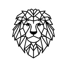 Geometrical Polygonal Head Of Lion. Vector Illustration.