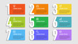 © TanahAirStudio - Nine colorful numbers or figures and rectangular elements or cards with place for text. Infographic design template. Creative vector illustration for business options, steps, processes.