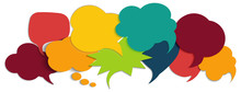 Colored Speech Bubble. Communication Concept. Social Network. Symbol Talking And Communicate. Colored Cloud. Speak - Discussion - Chat. Friendship And Dialogue Diverse Cultures