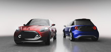 Two Small City Cars. Choosing New Car Concept