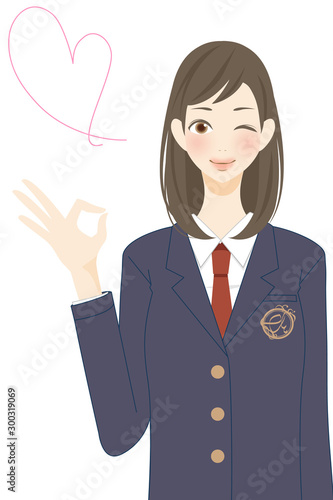 女子学生 高校生 ハート 恋愛 告白 Ok ポジティブ 笑顔の女子 Buy This Stock Illustration And Explore Similar Illustrations At Adobe Stock Adobe Stock