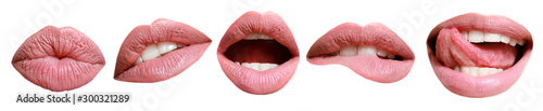 Fotomural Collage with female lips on white background