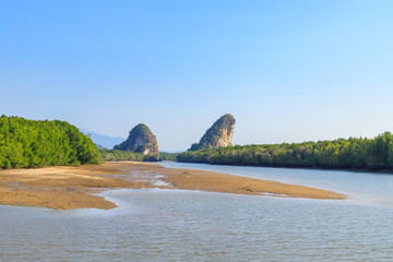 Wall Mural - Khao Khanab Nam mountain and river, Krabi city landmark, Thailand