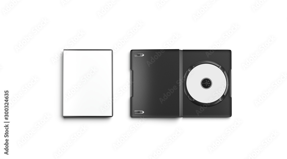 Blank white opened and closed dvd disk case mockup, top - obrazy, fototapety, plakaty 