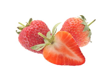 Wall Mural - The strawberry in white background