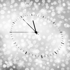 Poster - Black and white template invitation card with clock. New Year 2020 concept.