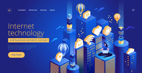 Wall Mural - internet technology and business landing page