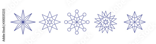 Cuadros en Lienzo weihnachtliche Sterne linear gezeichnet- Set mit 5 icons