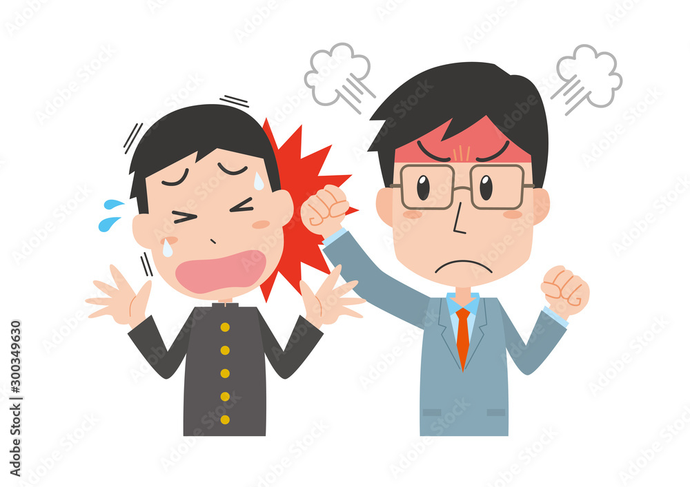 体罰 教師 学校 殴る 叩く Stock Vector | Adobe Stock