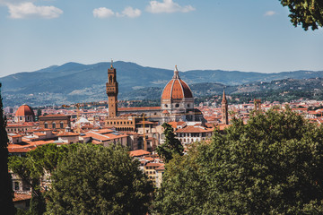 Wall Mural - Duomo Santa Maria del Fiore seen from Piazza Michelangelo in Florence, Tuscany, Italy