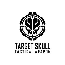 Tactical Circle Crosshairs Skull Logo Design Template For Military, Armory, Tactical, Gear, Shop, Weapon, Army, And Others