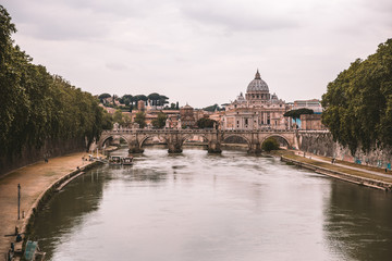 Wall Mural - Vatican seen from Tiber River in Rome, Italy