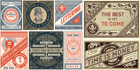 Set of 8 Vintage Labels Templates. Vector layered