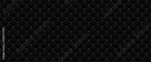 Black dark elegant seamless pattern in retro style with a little gold dots. C...