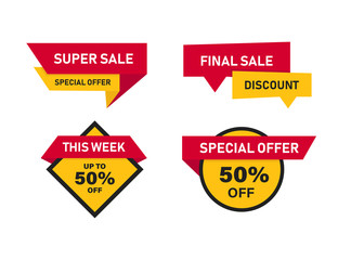 Wall Mural - Banner sale set isolated symbols. Special offer elements. Discount price. Collection banners or stickers.