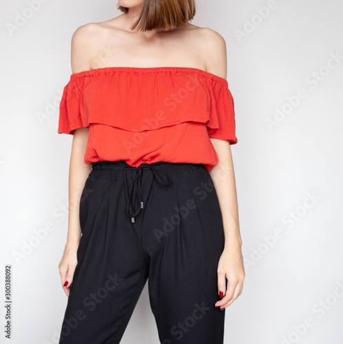 black high waisted trousers outfit