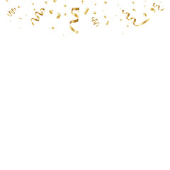 Wall Mural - Golden curved confetti isolated on transparent background. Confetti burst. Festive vector illustration