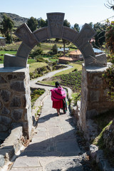 Canvas Print - AMANTANI ISLAND, PUNO, PERU:  View of the stone Archs of Amantani Island in Puno, Peru