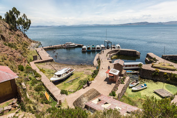 Canvas Print - View of lake Titicaca from Taquile Island in Puno, Peru