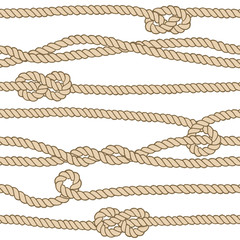 Wall Mural - Vector endless nautical rope pattern, hand drawn