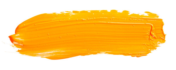 orange yellow brush stroke isolated on white background. orange abstract stroke. colorful watercolor