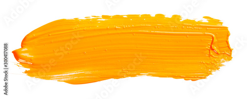 Fotografía Orange yellow brush stroke isolated on white background
