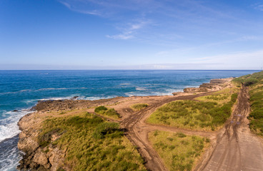 Aerial view of the west coast of Oahu Hawaii