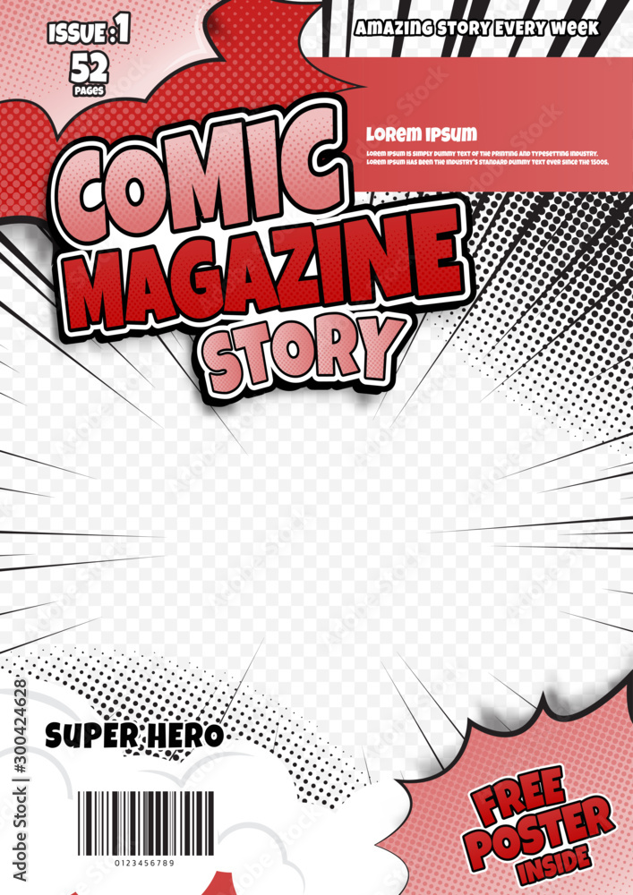Webcomic Magazine comic book page template design. Magazine cover Stock Vector | Adobe Stock