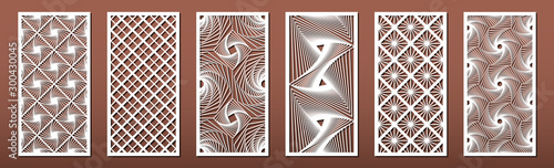 Fotomural Set of laser cut templates with geometric pattern