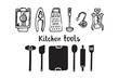 Kitchen tools icon doodle set